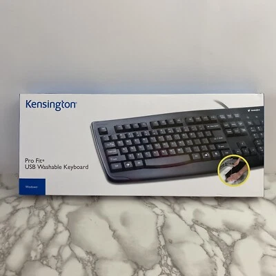 Kensington Pro Fit USB Washable Keyboard, Black (K64407US) M01067 New in Box - Image 1 of 4