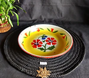 Antique Floral Multi Color Iron Enamel Plate Old Kitchenare Decorative IE162 - Picture 1 of 9