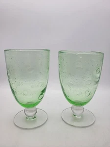 Vintage Green Blown Glass with Bubbles Goblet Wine Cup - Picture 1 of 6