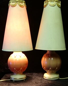Retro🔥 Desert Rose/Pink Lamps Set of 2 17" Nightstand Lamp for Bedroom Vintage - Picture 1 of 4