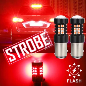 1157 LED Strobe Flashing Brake Stop Bulbs Tail Blinking Light Safety Warning - Picture 1 of 8