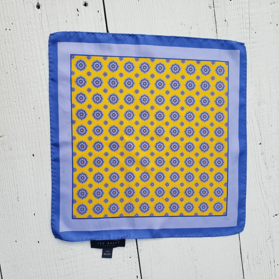 Nuevo Pañuelo Ted Baker London Para Hombre Tejido Estampado 13" 100% Seda NUEVO Foto 1 de 4