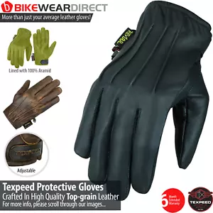 Leather Security Motorcycle Gloves Made With KEVLAR® Motorbike Biker Protection - Picture 1 of 24