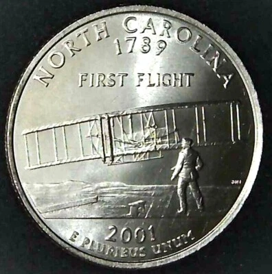 2001-D 25C State Quarter North Carolina BU CLAD (I choose) uu - Image 1 of 2