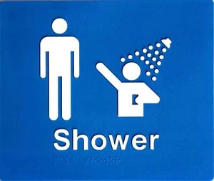 Male Shower Blue Braille Sign - Picture 1 of 1