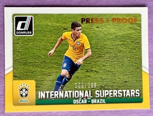 Oscar 2015 Donruss Soccer INTERNATIONAL SUPERSTAR BRONZE PRESS PROOF /299 BRAZIL