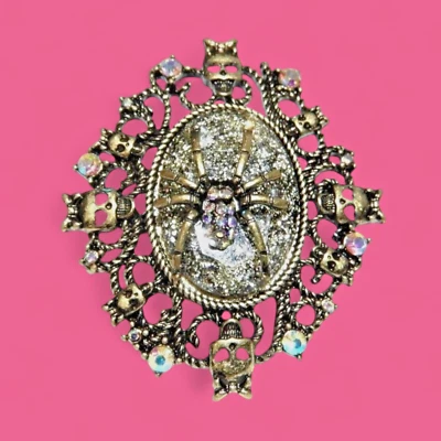 ANILLO CAMAFEO ARAÑA BRILLO GRAN TAMAÑO calaveras cristal declaración punk gótico emo N5 Foto 1 de 4