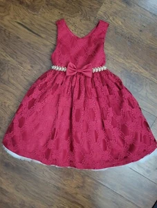 American Princess Dress Burgundy Lace Poof Flowers Dress Up Formal Birthday  - Picture 1 of 7