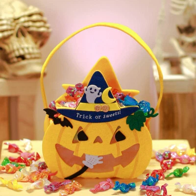 Bolsas de caramelos de Halloween para truco o trato bolsa de calabaza para niños cesta fantasma Foto 1 de 4