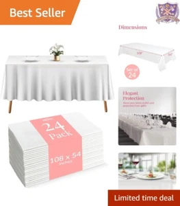 24 Disposable Plastic Table Cloths 108x54 Waterproof for Parties & Events - Picture 1 of 8