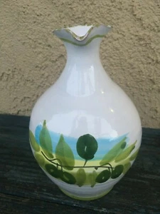 ITALY OLIVE OIL PITCHER CERAMIC MAJOLICA TERRACOTTA POURER, HAND-PAINTED - Picture 1 of 10