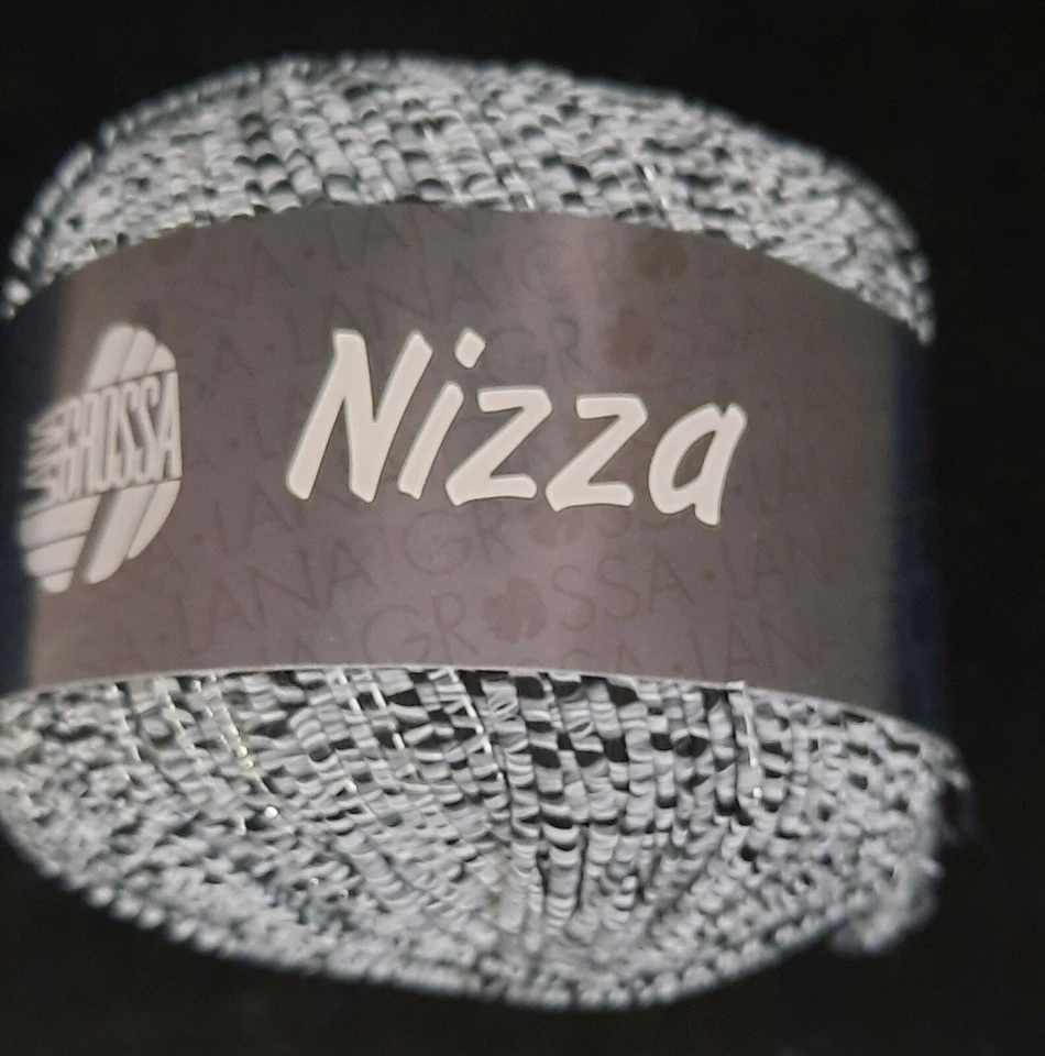 (119 €/kg): 50 g LG NIZZA, Bändchengarn mit Glanzfaden Fb.12 grau  #4814 - Bild 1 von 2