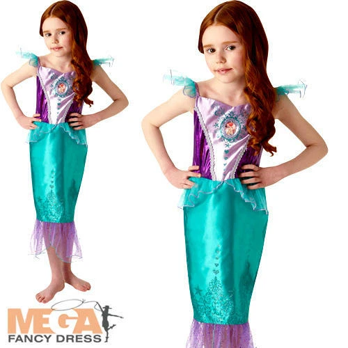 Ariel Gem Princess Girls Fancy Dress Disney Little Mermaid Book Day Kids Costume - Image 1 of 1