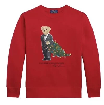 Polo Ralph Lauren  Red Crewneck Sweater Boys Size M (10-12) Christmas Tree NWT - Image 1 of 4