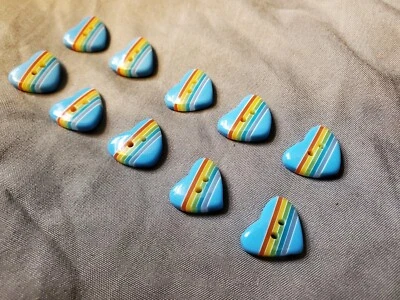 Rainbow Heart Buttons For Crafts German Made Blue Color Set Of 10 - Image 1 of 4