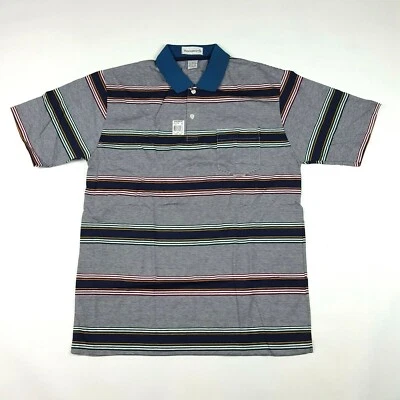 Camisa polo masculina listrada neon anos 90 tamanho G skatista grunge vintage surfista - Imagem 1 de 4