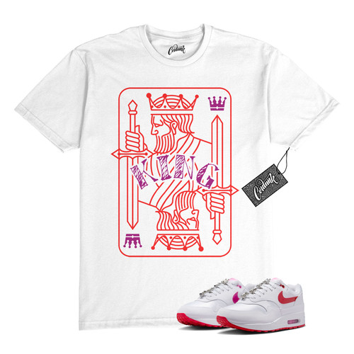 T shirt Air Max 1 PRM San Valentino bianca rossa rosa giocosa abbinata WHT KING