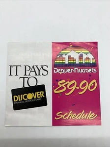 1989-90 Denver Nuggets NBA Basketball Pocket Schedule Discover Financial - Picture 1 of 3