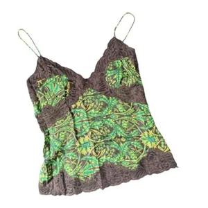 Banana Republic 100% Silk Gren Floral Lace Top Size 2 Fairy y2k Coquette - Bild 1 von 11
