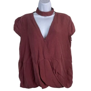 Cloth & Stone Medium Bluse rostrot Halsband V-Ausschnitt Faux Wickel Lyocell Oversized - Bild 1 von 5