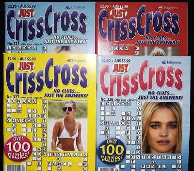 400 CRISS CROSS PUZZLES - 4 COPIES OF JUST CRISS CROSS BOOK MAGAZINE - BRAND NEW - Image 1 of 4