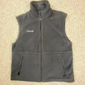 Columbia Vest Jacket Mens Large Black Fleece Mock Neck Full Zip Pockets - Picture 1 of 18