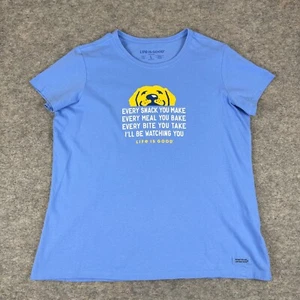 Life Is Good Crusher Tee T-Shirt Dog Pet Blue Cotton Crew Neck Womens Large L - Picture 1 of 10