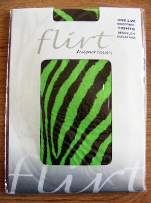 Medias de moda de microfibra con estampado de animales a rayas de cebra verde neón Foto 1 de 4