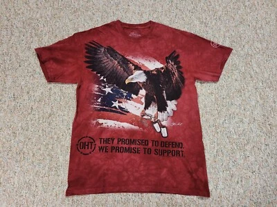 The Mountain Shirt Mens Large Red Tie Dye USA America Patriotic Bald Eagle Flag - Image 1 of 4