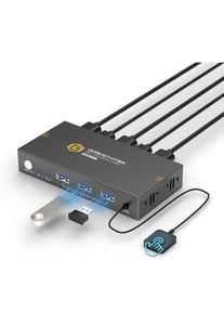 GREATHTEK HDMI KVM Switch Dual Monitor 2 Port 2 USB 2.0 Hub 4K@30Hz Downward Com - Bild 1 von 7