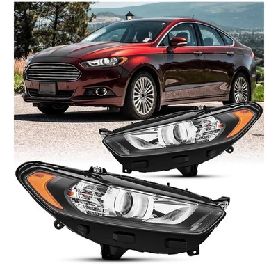 Черные фары в сборе с лампами одобрены DOT для Ford Fusion 2013-2016 годов выпуска 2 шт. - Изображение 1 из 4