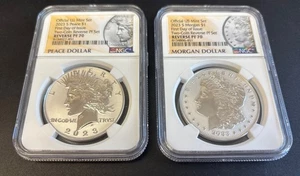 2023-S Morgan and Peace Dollar First Day of Issue Two-Coin Set NGC Reverse PF 70 - Picture 1 of 6