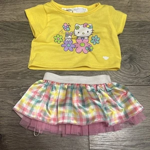 Hello Kitty Sanrio Build a Bear Outfit gelbes Blumenhemd und karierter Rock - Bild 1 von 6