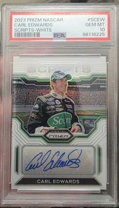 2023 Prizm NASCAR Carl Edwards WHITE SCRIPTS AUTO 1/5 #1/5 PSA 10 GEM POP 1 - Picture 1 of 3