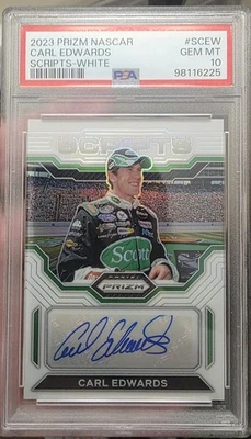 2023 Prizm NASCAR Carl Edwards WHITE SCRIPTS AUTO 1/5 #1/5 PSA 10 GEM POP 1 - Image 1 of 3