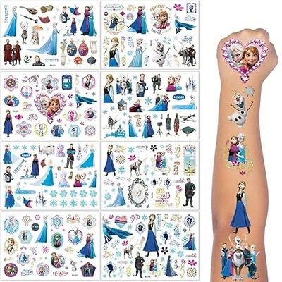 8 Blätter Frozen Tattoos Kinder Anna Elsa temporäre Klebetattoos Mädchen Party