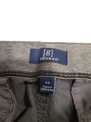 George 短裤男式 42 灰色货物多口袋棉弹力实用及膝 — 第 1/4 张图片