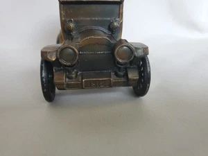 Diecast Bronze Ford  Car 5" LONG Coin Bank No Key Vintage 1974 - Picture 1 of 10