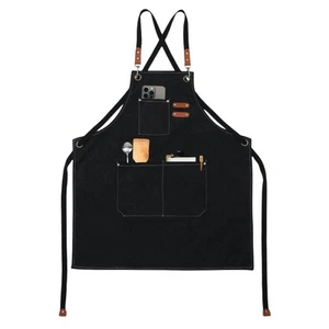 Canvas Work Apron with Cross Back Straps, Chef Apron for Men Women, Adjustabl... - Picture 1 of 7