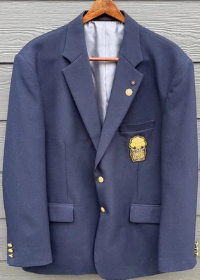 THE CITADEL Navy 2 Gold Button Wool Blazer 48R Sport Coat Jacket Irvine Park - Image 1 of 4