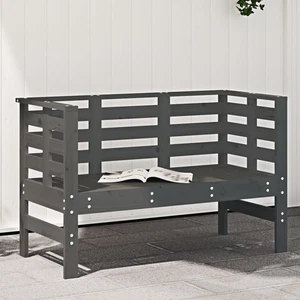 Garden Bench Grey Pine 111.5x53x71 cm Solid Pine Wood Outdoor Slatted Seat Patio - Picture 1 of 10