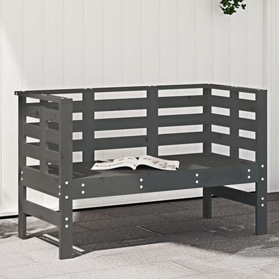 Garden Bench Grey Pine 111.5x53x71 cm Solid Pine Wood Outdoor Slatted Seat Patio - Image 1 of 4