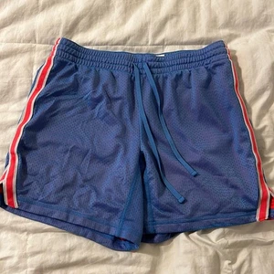 Danskin Now Athletic Shorts Size Small (4-6) S Drawstring, Blue with Neon under - Picture 1 of 5
