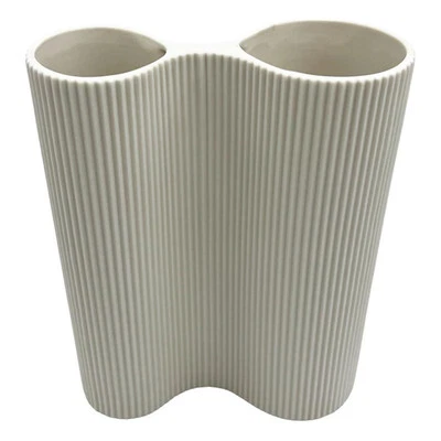 Jarrón de cerámica blanco moderno Bergamo Art de 10 pulgadas de alto en blanco Foto 1 de 4