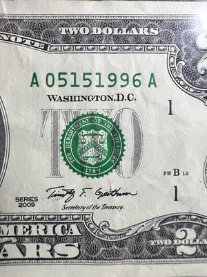May 15, 1996 (A 05151996 A) BIRTHDAY Note $2 Two Dollar Bill - Image 1 of 3