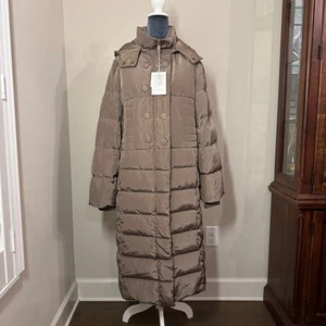 Damen Daunen gefüllte gefütterte volle Länge Jacke braun Größe Large neu mit Etikett Obosoyo - Bild 1 von 10