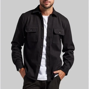 Sobrecamisa Bylt Premium Basics Coastal Negra Para Hombre M Exterior Preppy Utilidad - Imagen 1 de 9