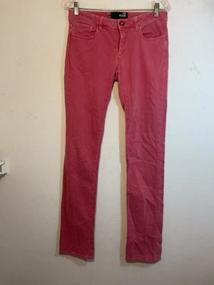 Pantalones de mezclilla Love Moschino para mujer 28 rosa pierna recta elásticos Italia Y2k 90 Foto 1 de 4