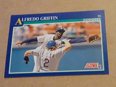 Alfredo Griffin Los Angeles Dodgers 1991 Score #442 MLB Baseball Card SHORTSTOP  - Image 1 of 4