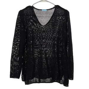 J. McLaughlin Ludlow Sweater V Neck in Black Women's Large - Picture 1 of 7